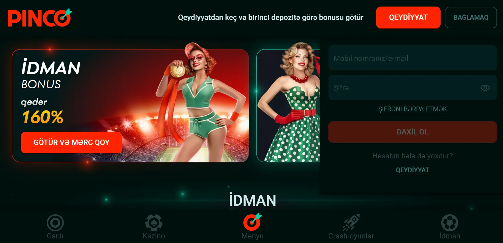 Pinco Casino Giriş metodları